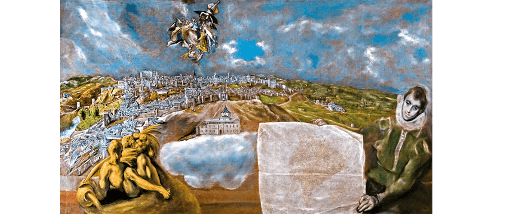 托莱多的景观与地图。艾尔格列戈。布面油画，132 x 228 cm。© Patronato Municipal de Turismo de Toledo