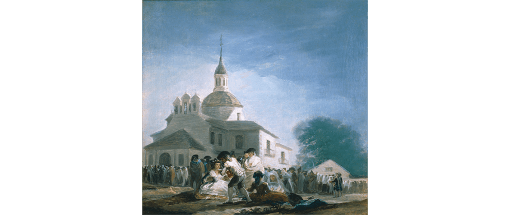 节日当天的圣依斯德罗小教堂。弗朗西斯科·德·戈雅。布面油画，41.8 x 43.8 cm。1788年© Museo Nacional del Prado, Madrid